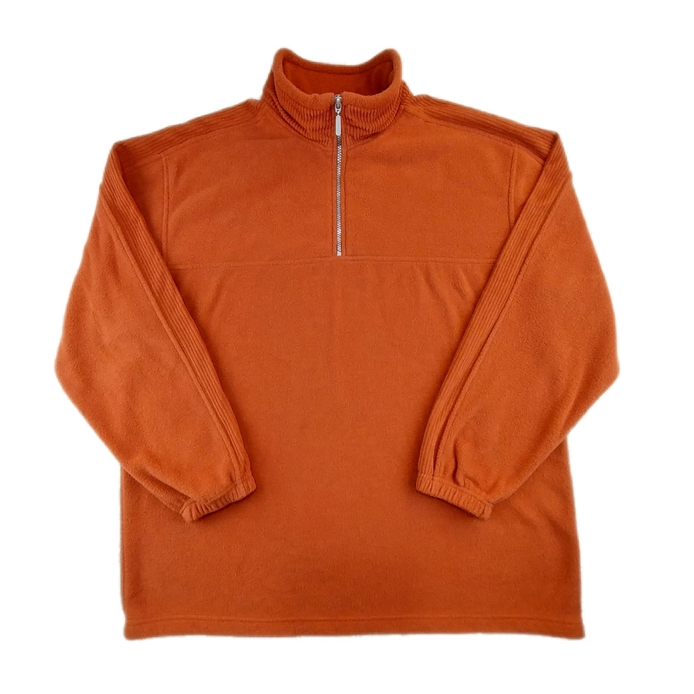 Architect Men's Size LRG Orange Quarter Zip High Neck Fleece Pullover Sweatshirt - Picture 1 of 7